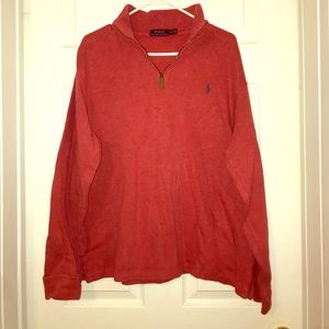MENS Ralph Lauren lobster red quarter zip sweater